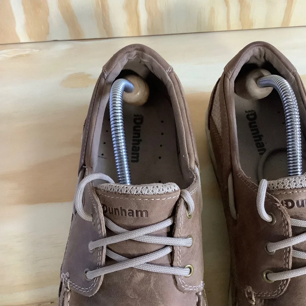 Dunham Captain MCN410TN Mens Tan Leather Mesh Boat Shoes Size 10 6E Extra Wide